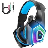 ARKARTECH Gaming Headset with Mic for Xbox One PS4 PS5 PC Switch Tablet, with Stereo Surround Sound & LED Light Noise Cancell