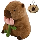 XIXISA Capybara Plush Toy - 12inch Large Cute Capybara Stuffed Animal Soft Plushie Pillow with Keychain Hugging for Kids (Cap