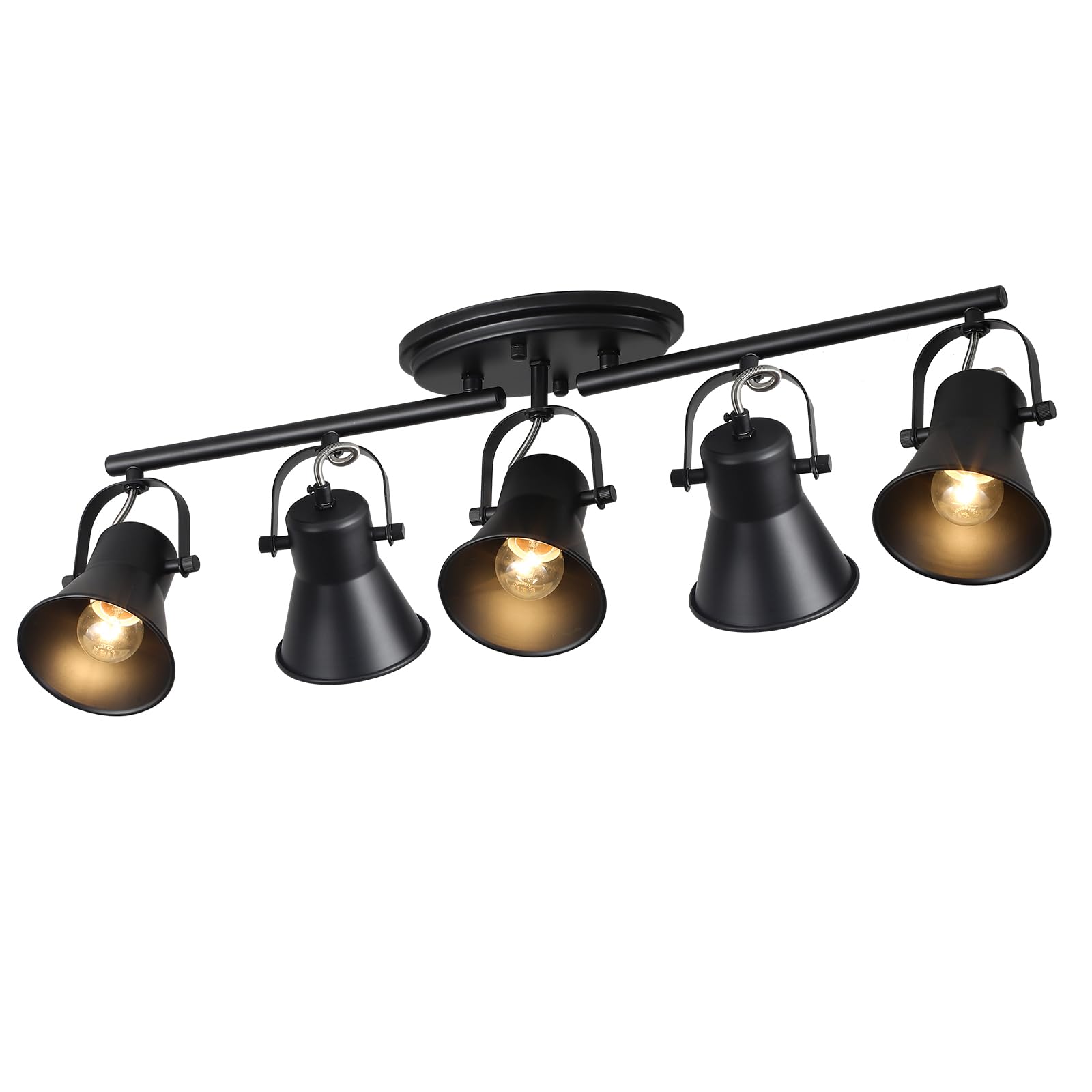 Photo 1 of SEEBLEN 5-Light Track Lighting Kit, Directional Ceiling Light, Industrial Black Kitchen Track Lighting Fixtures Ceiling for Kitchen, Living Room, Dining Room, Hallway.