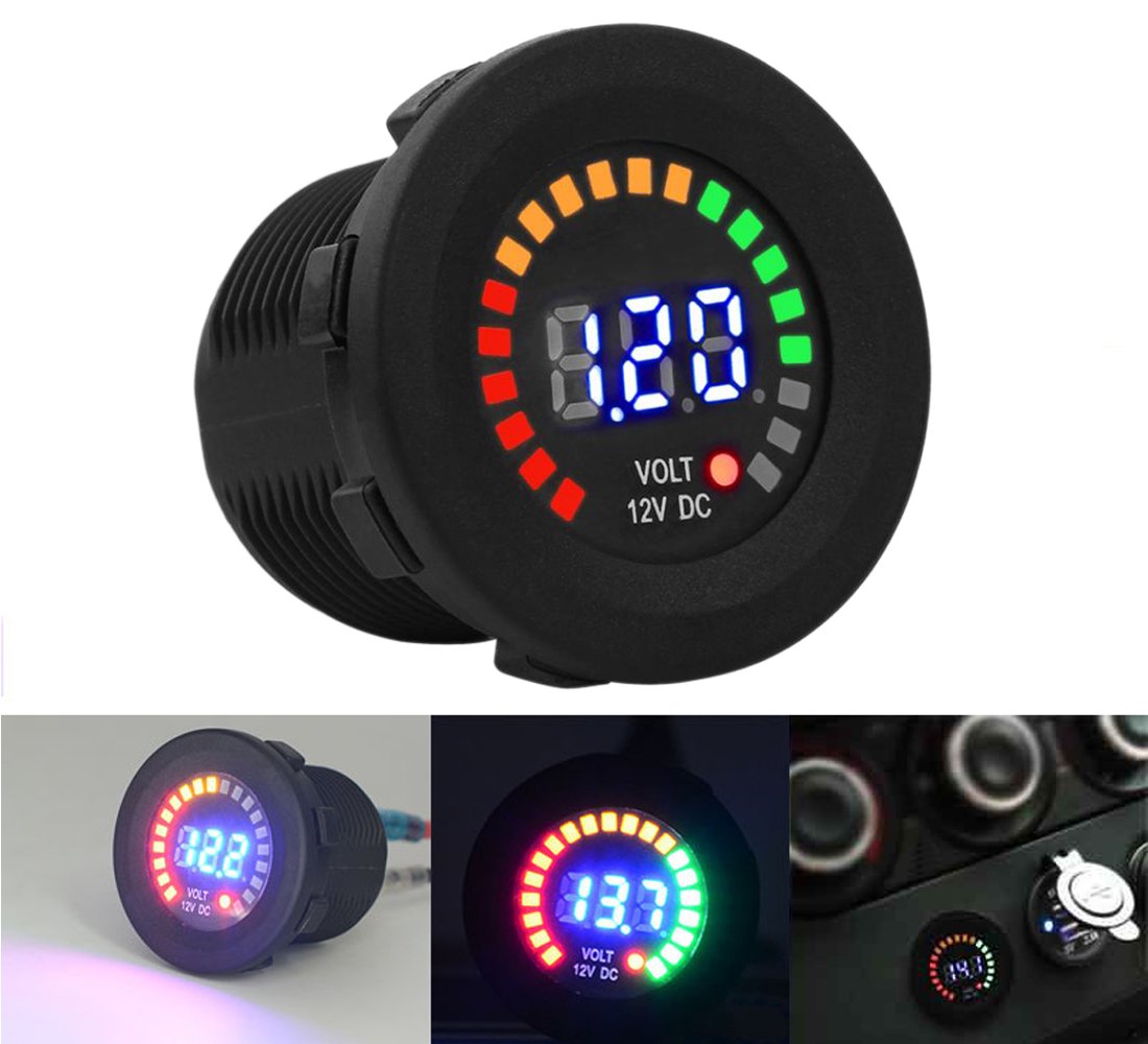 GOFORJUMP DC 12 V Motorcycle Car LED Digital Display Voltmeter Waterproof Volt Meter Voltage Gauge Voltage Tester Meter