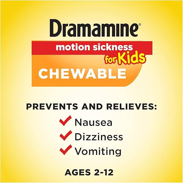 DRAMAMINE MOTION SICKNESS RELIEF FOR KIDS | CHEWABLE GRAPE | 8 COUNT