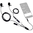 Movo Professional Lavalier Lapel Clip-on Interview Podcast Microphone with Secondary Mic and Headphone Monitoring Input for i