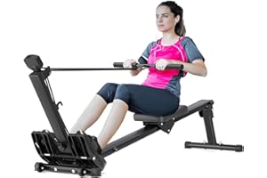 FRYLINE Rowing Machine Foldable, Rower Machines for Home Use with LCD Monitor & Comfortable Seat Cushion, Folding Rowing Machine for Home Exercise