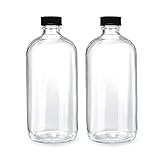 (2 Pack) - 16 oz Clear Glass Boston Round Bottles