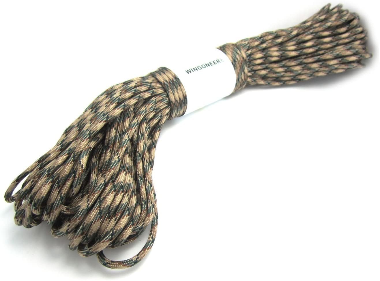 WINGONEER® 550 Paracord Mil Spec Type III 7 strand parachute cord Dark Green Camo 100 feet