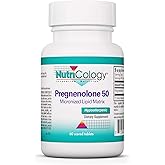 Nutricology Pregnenolone Supplement - Progesterone Supplements, Hormone & Stress Support, Made from Non-GMO Wild Yam, Micronized Lipid Matrix, Plant-Sourced, 50mg Scored Tablets - 60 Count