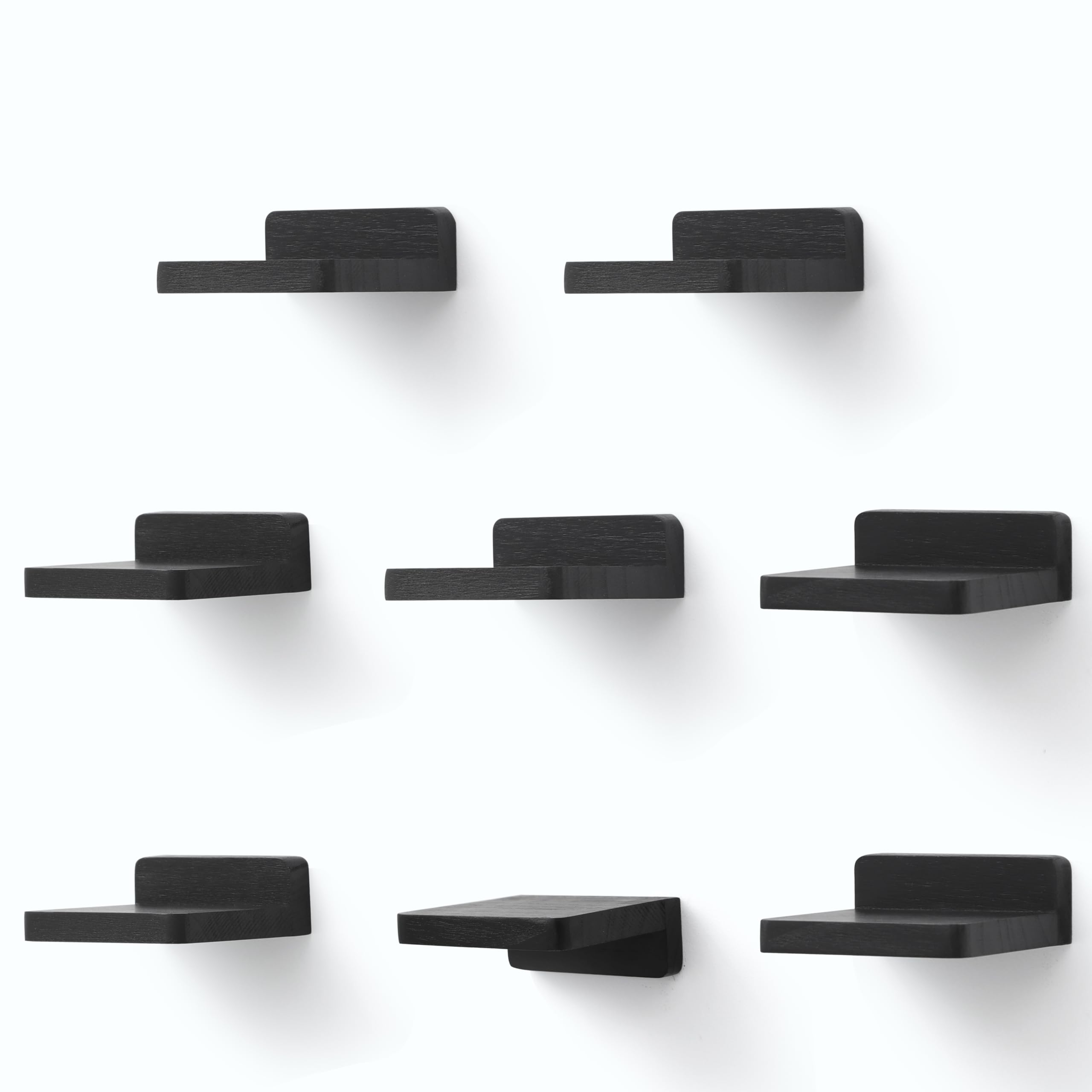 PHOENANCEE Small Floating Shelves for Wall, Set of 8, Wooden Square Shelf for Small Objects, Hanging Mini Shelf Decoration for Bedroom, Living Room,10.2cmX10.2X4cm(Rustic Black)