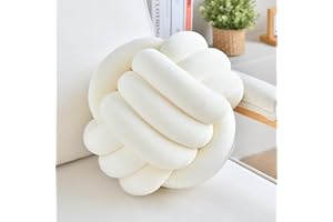 LUSJNGE Decorative Throw Knot Pillow Ball for Home Chair Sofa Aesthetic Round Velvet Knotted Pillow Cushion (Milky White, 11 inches)