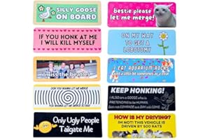 YJ PREMIUMS 10PC Funny Car Bumper Magnets Magnetic Stickers Decals Bumpers Sticker Magnet for Cars | Fun Cute Joke Hilarious Humor Im ****Sorry Bestie Let Me Merge Honk Silly Goose On Board for Adults