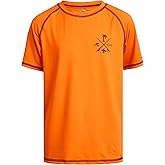 Quad Seven Boys Swim Shirt - Quick Dry Sun Protection Short Sleeve Rash Guard for Boys Surf Youth Kids Swimwear (Sizes: 5-18)