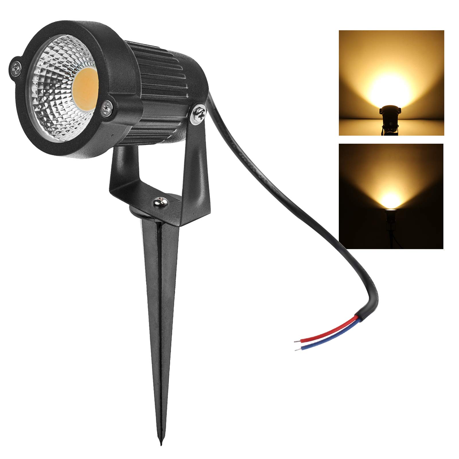 5W LED Landscape Lights, OurLeeme LED Outdoor Waterproof Spotlights Low Voltage Floodlight AC/DC 12V for Lawn, Garden, Yard, Driveway (Without Plug) (Warm White)