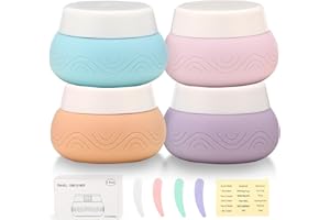 DHQH Travel Containers for Toiletries 4Pack 1oz TSA Approved Travel Size Containers, Silicone Travel Jars with Lids Leak-proof Travel Essentials for Cosmetic Face Body Cream