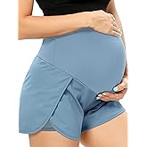 POSHGLAM Women‘s Maternity Shorts Over Belly Workout Running Casual Summer Pregnancy Shorts