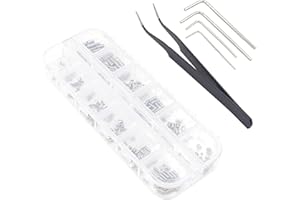 MCMASKE Metric M1.6 M2 M2.5 M3 Stainless Steel Internal Hex Drive Cup-Point Set Screws Assortment Kit