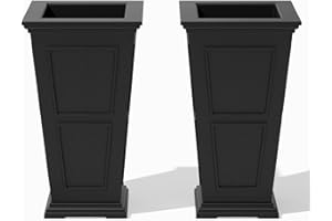 Veradek Fairmont Tall Plastic Planter - Large Outdoor Planter for Front Porch | Crack Resistant All-Weather Use | Classic Est