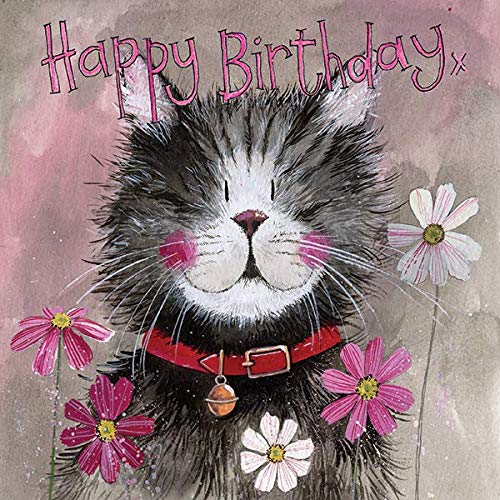 Alex Clark Cat & Flowers Birthday Card