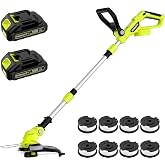 20V Electric Cordless String Trimmer 2 x 2.0Ah Battery Powered with Charger | 12 Inch Lightweight Lawn Trimmer, 2-In-1 Trimmer &amp; Edger with Auto Line Feed, Grass Cutter Lawn Mower for Small Yard Garden
