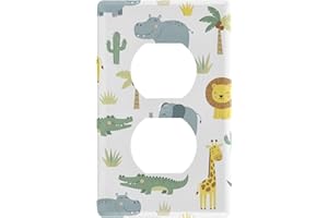 PFREWN Wild Animals Zoo Duplex Receptacle Outlet Cover Wall Plate Switch Plates Size 1 Gang 2.9" X 4.6" Kids Decorative Nursery Teen Toddler Room Bedroom Bathroom Decor