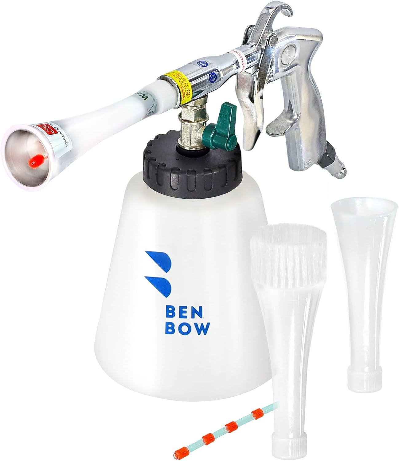 BenBow Druckluft Reinigungspistole Classic mit 5L CLEANTECH CO Innenreiniger – ideal für professionelles Detailing von Autos, LKWs, Bussen - berührungslose Reinigung - Wirbelwind-Effekt 8