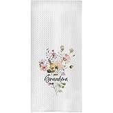 uinwk Grandma Flower Floral Kitchen Towels,Wildflower,Hand Towels,Gifts for Grandma Grandmother,16x24 Inch