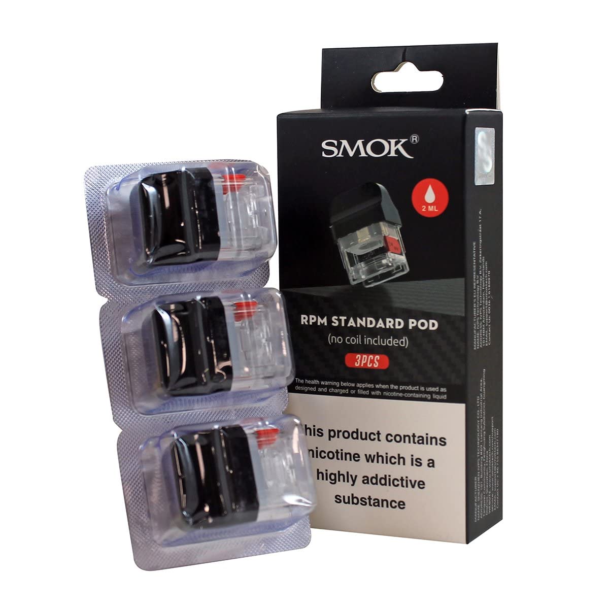 SMOK RPM 40 Standard Pod 2mL Refillable Pod for RPM 40 Kit, Compatible with RPM Coils, Empty Replacement Pod Pack of 3 No Nicotine