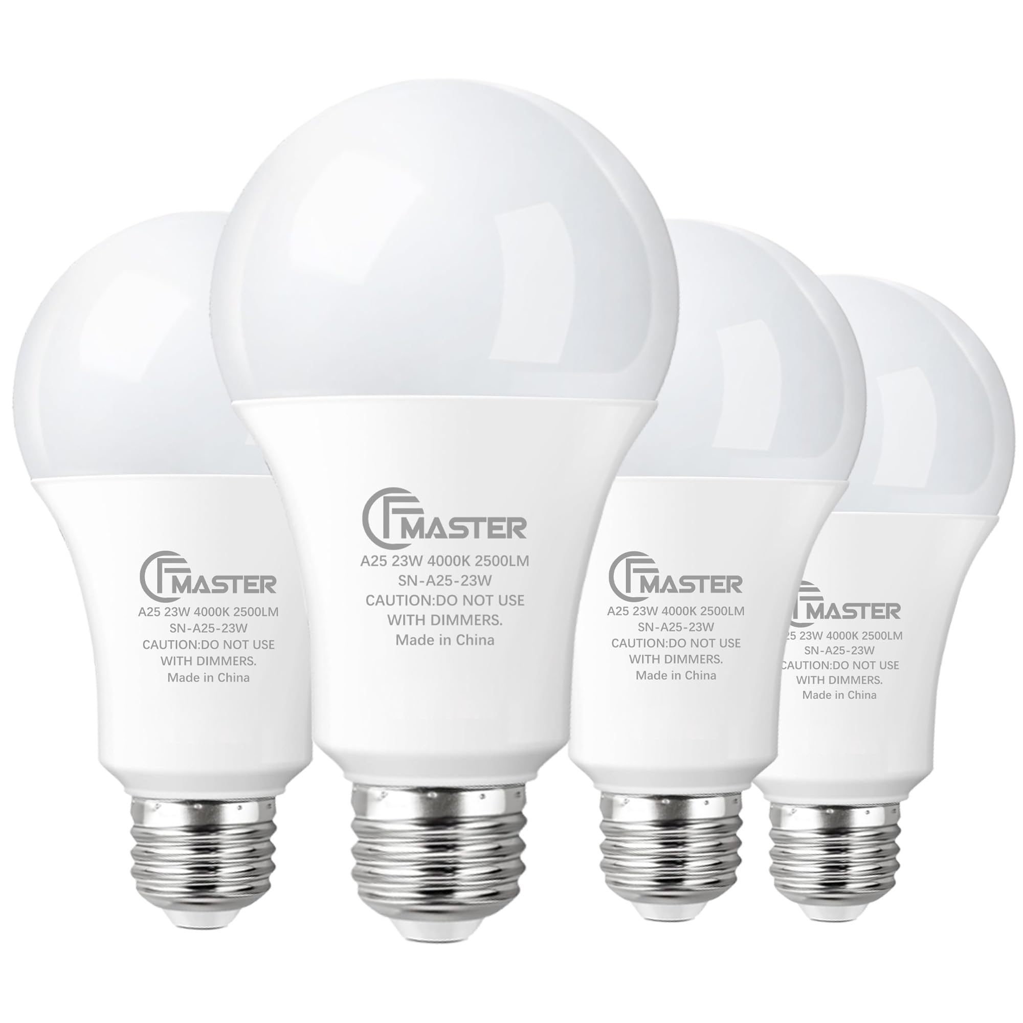 Photo 1 of JIANGSILING A25 LED Light Bulb, 150W-200W Equivalent Light Bulbs, 23W 4000K Neutral White, 2500 Lumens, Non-Dimmable LED Bulb, E26 Standard Base for Indoor and Outdoor, ETL Listed, 4-Pack