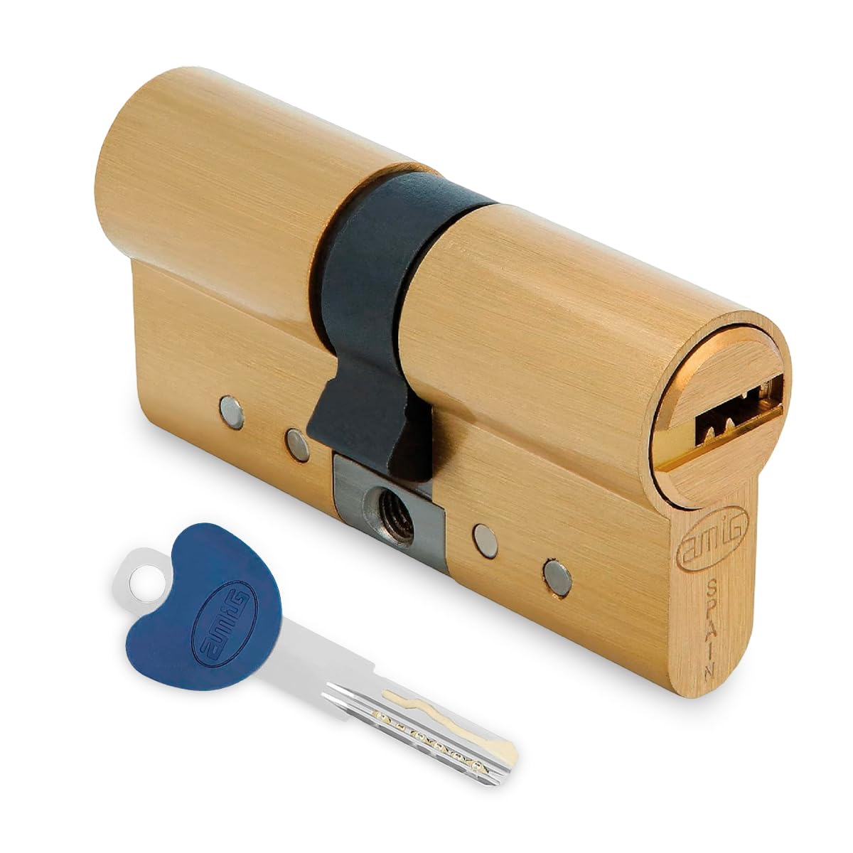 Amig - Safety Cylinder - Made of Brass - Size: 62 mm (31-31) - Anti-Drill and Anti-Bumping Protection - Finish: Matte