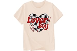 GOENGMO Toddler Boys Valentine's Day Shirt Retro Love Heart T-Shirt Kids Valentines Tees 2-10 Years