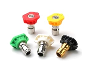EARLEAS 5 Pack Pressure Washer Tips, Universal 1/4 Inch Quick Connect Pressure Washer Nozzle Set, 4500 PSI Power Washer Tips for Home, Car, Driveway, Deck, Fence, Siding, Patio Cleaning, 2.5 GPM