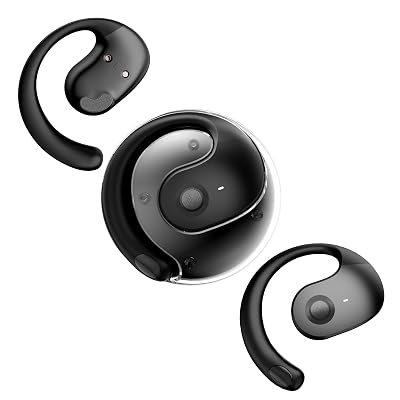 Xmenha Over The Ear Earbuds Open Ear Buds Headphones Over Ear Air Bone Conduction Earbuds Earphones Bone Conducting Air Bone Conduction Headphones Bluetooth Over-Ear Black