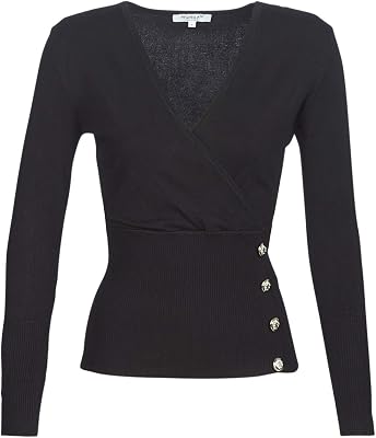 Jersey manga larga cuello efecto cruzado Negro M