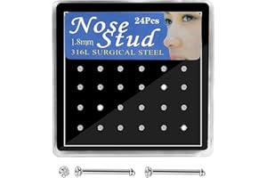 clbxzwc 24-60pcs nose rings，nose rings for women，nose studs，nose piercings18G-23G （1.5mm 1.8mm 2mm 2.5mm 3.0mm）