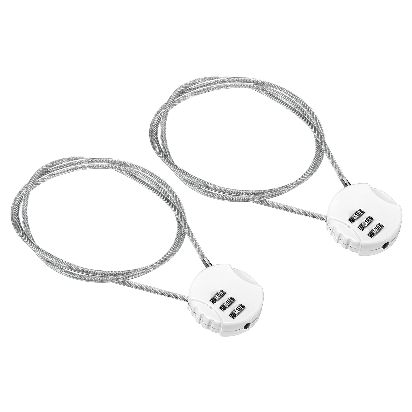 PATIKIL Combination Lock 31.5 Inch, 2 Pcs 3 Digit Outdoor Waterproof Code Padlock with Wire Rope for Luggage Gym Locker Fence Toolbox Backpack, White