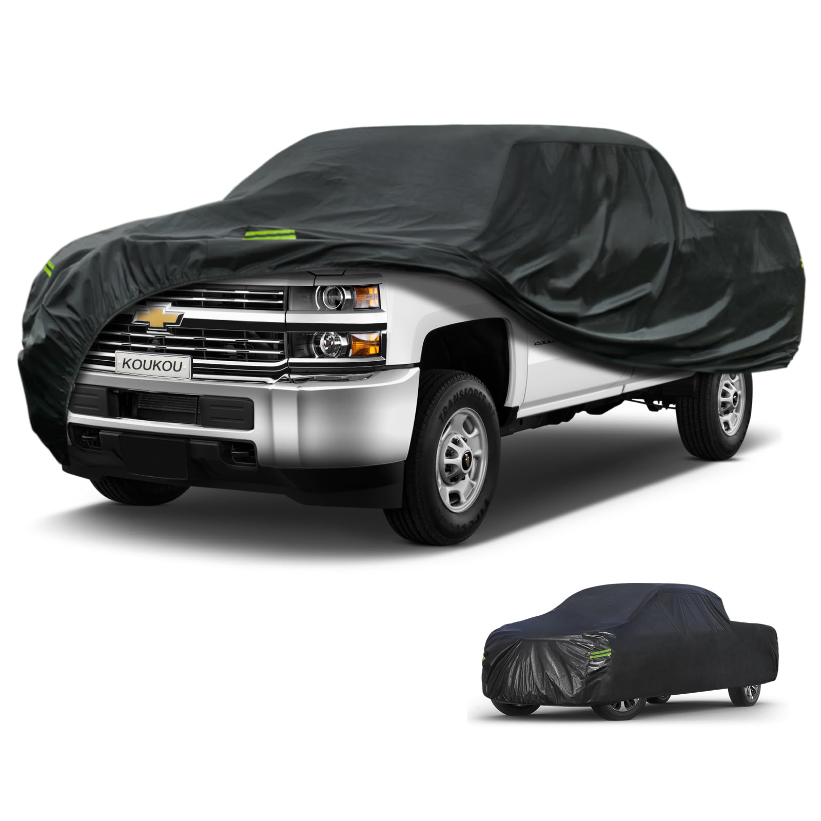 Photo 1 of *Minor Damaged* KouKou Truck Cover - Waterproof All Weather, 7 Layers Heavy Duty, Universal Fit for Ford F250 350, Chevrolet Silverado, GMC Sierra Crew Double Cab Trucks Up to 262 inches