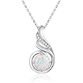 TANGPOET Birthstone Gemstone Necklaces for Women 925 Sterling Silver Dainty Pendant Jewelry Valentines Mothers Day Christmas Birthday Gifts for Mom Girlfriend Wife Daughter