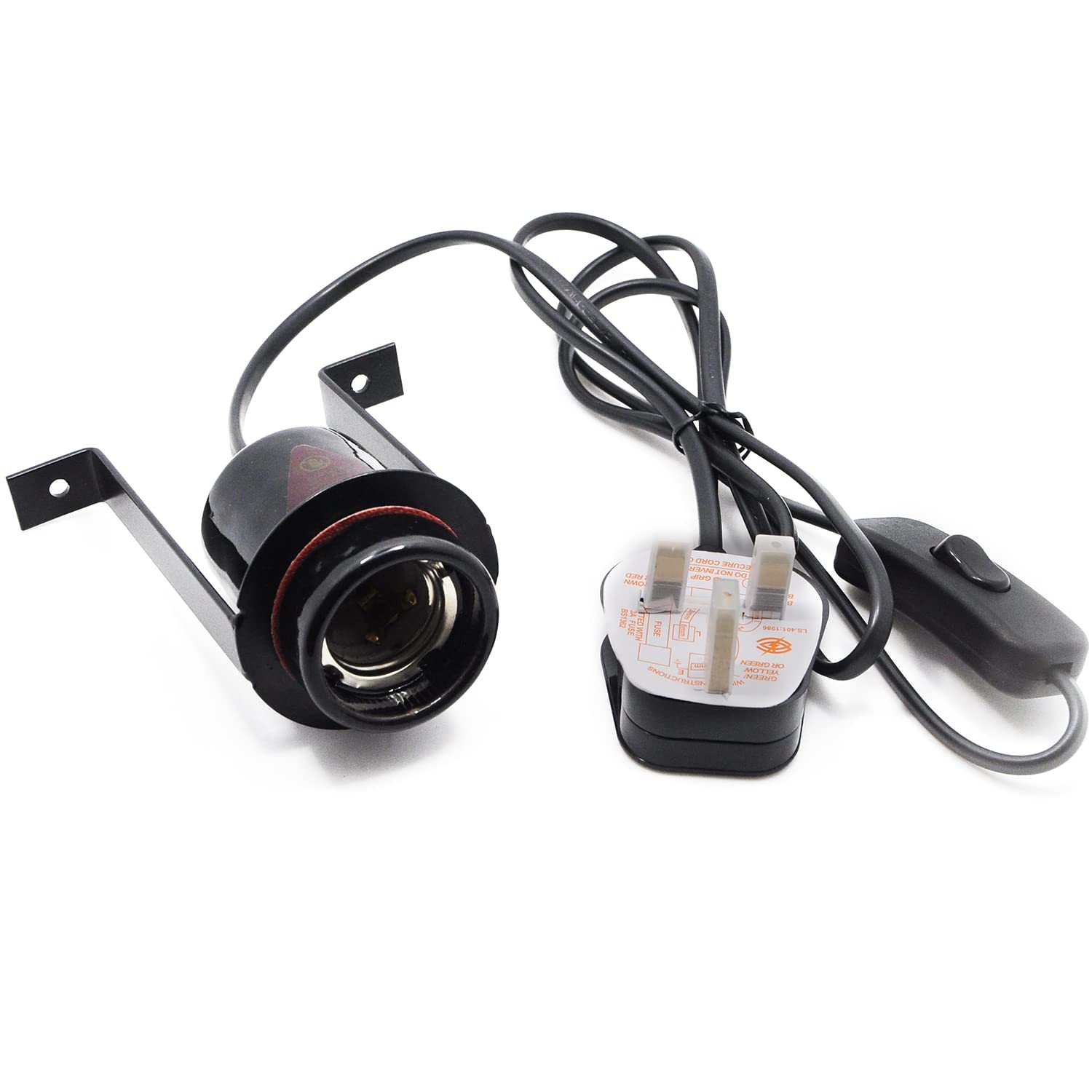 Reptile Holder Ceramic Lamp Socket,Lamp Holder Adapter Light Fitting Kit Ceramic Screw Socket E27 Bulb (Black)