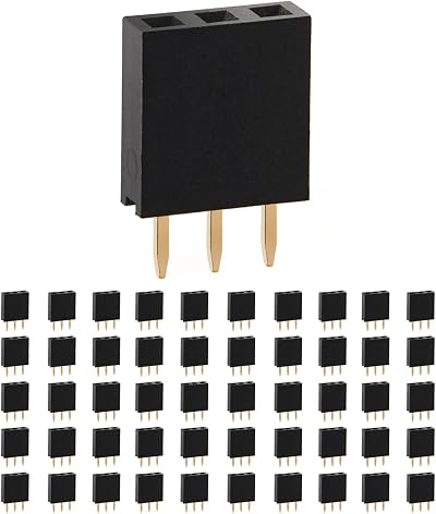 CHANZON 3 Pin Header Strip 2.54mm Straight Female Gold Plated 50pcs Arduino PCB