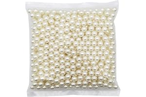 INSPIRELLE 580pcs 10mm Ivory Polished ABS Undrilled Art Faux Pearls for Vase Fillers, No Hole Makeup Beads to Hold Brush Lipstick, Imitation Round Pearl Beads for Table Scatter Home Wedding Decoration