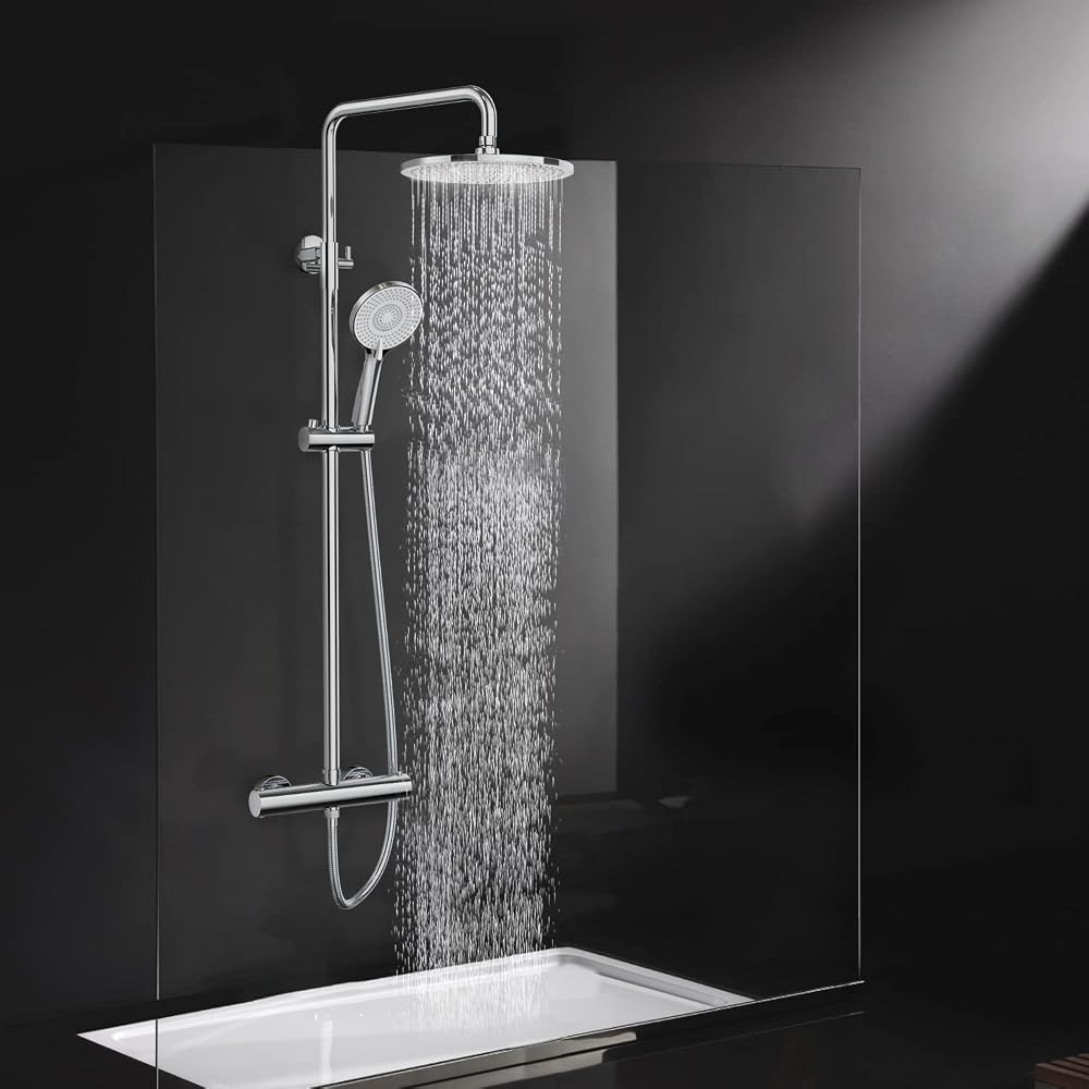 Rainsworth Thermostatic Shower Mixer Chrome 25cm Overhead Rain Shower