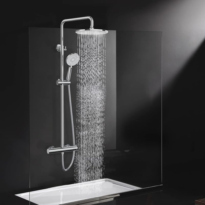 Rainsworth Thermostatic Shower Mixer Chrome 25cm Overhead Rain Shower