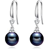925 Sterling Silver Pearl Leverback Earrings Dangle Drop Birthstone Jewelry Gifts for Women