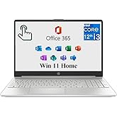 HP 2024 15 Laptop 15.6" HD+ Touchscreen, Intel Core i3-1215U, with Microsoft Office 365, 8GB RAM, 256GB PCIe SSD,Win 11 Home Long Battery Life, Natural Silver