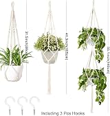 Fayavoo Macrame Plant Hangers 3 Pack Indoor Outdoor Cotton Rope view 2