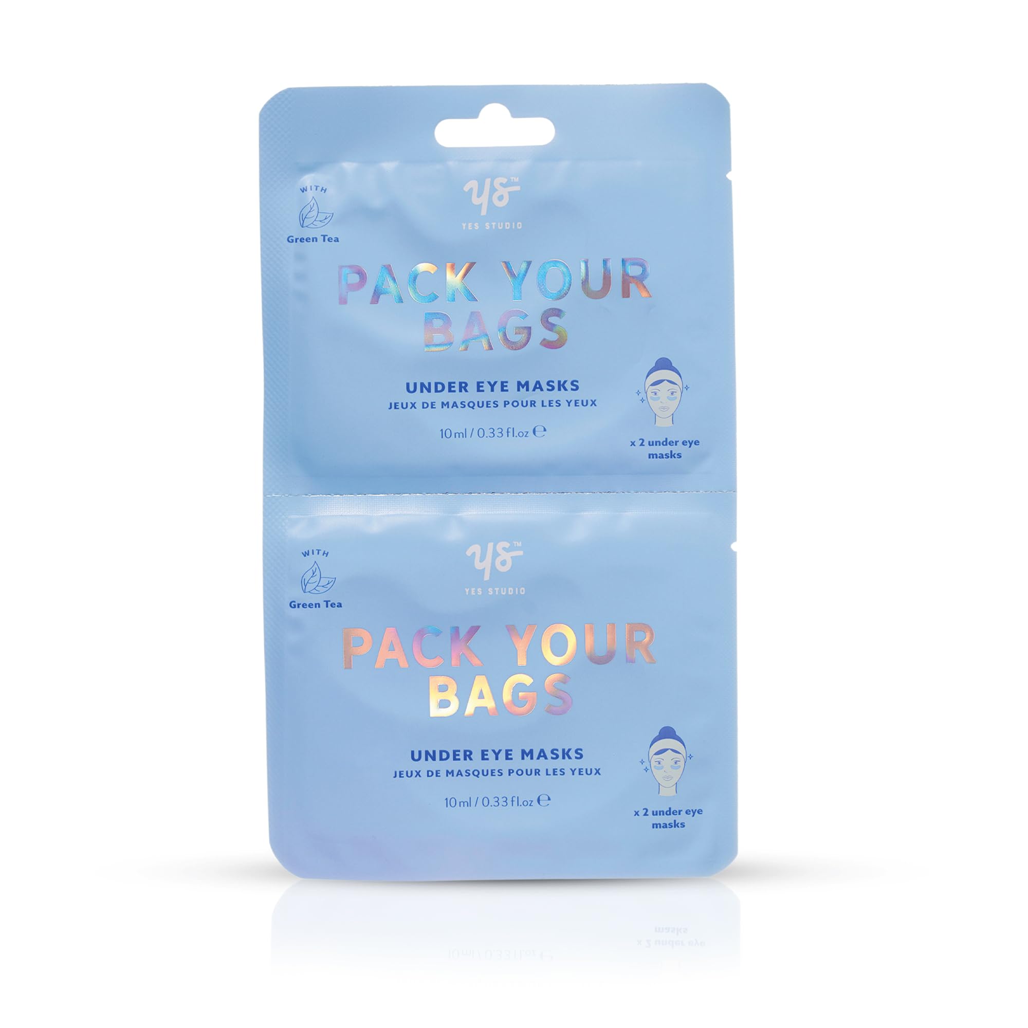 Yes Studio Pack Your Bags Eye Mask, De-Puffing & Hydrating Peel-Off Under-Eye Mask with Vitamin C & Green Tea, Fast 10–15 Min Peel-Off Routine, Travel-Ready Duo, 2 x 10ml Pack