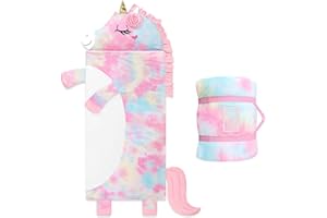 ALLDOMESS Toddler Nap Mat,Elephant Kids Sleeping Bag 67‘’×27‘’,Extra Large Slumber Bag Thick with Removable Pillow for Girls Boys,Soft Plush Roll Up Sleeping Mat Lightweight for Preschool,Daycare,Travel