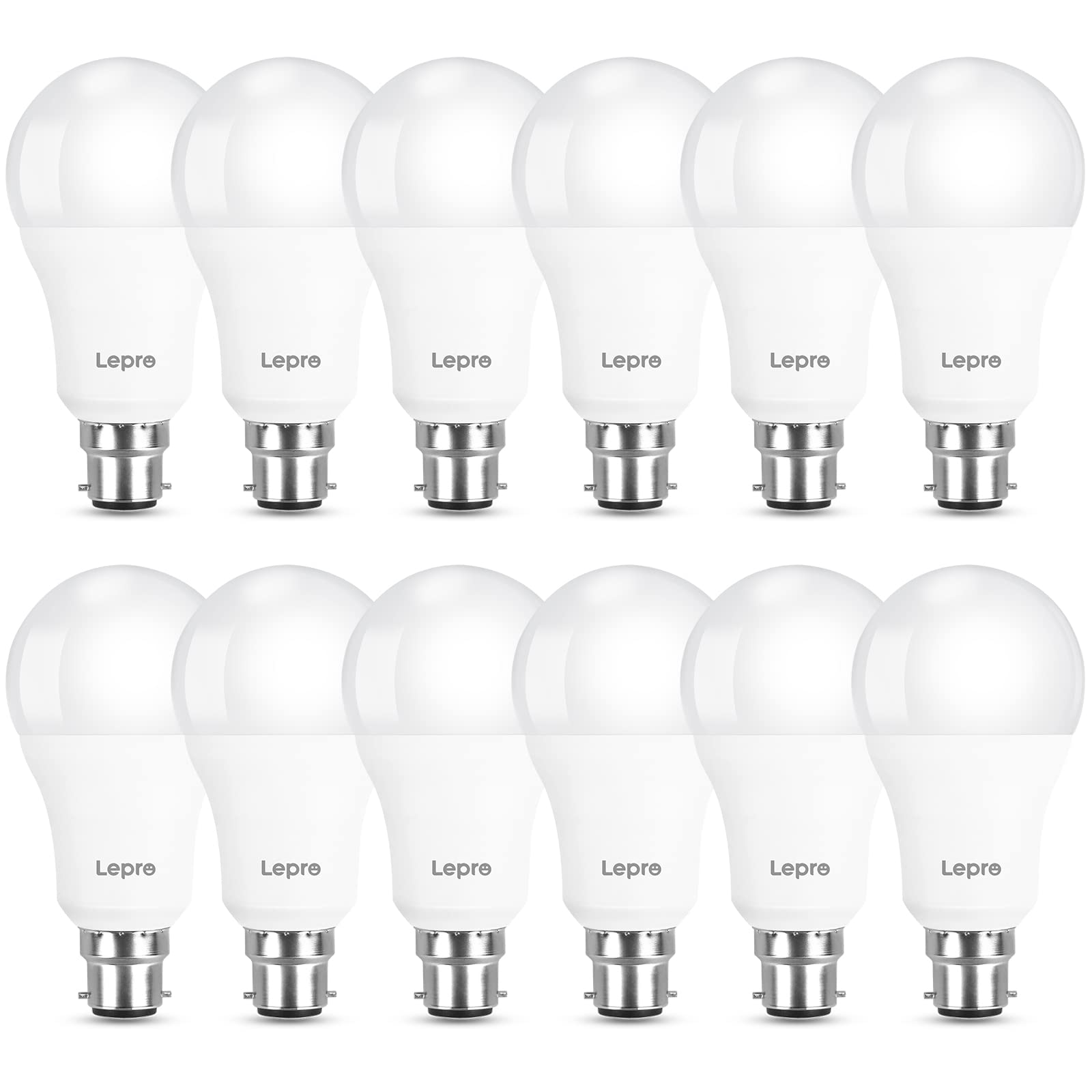 Lepro Bayonet Light Bulbs 100W Equivalent, Warm White 2700K, 13W 1520lm Super Bright LED Bayonet Bulb, B22 LED Bulbs, BC GLS Energy Saving Lightbulbs Bayonet, Non-dimmable, Pack of 12