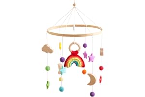 ETUCDOSE Baby Crib Mobile | Baby Nursery Mobile for Baby Girls and Boys | Boho Nursery Decor | Detachable Crochet Rainbow Design Baby Mobile for Crib | Infant Bed Decoration Toy Hanging(Crochet Rainbow)