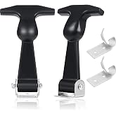 Mudder 2 Pcs Rubber Latches T-Handle Steel Brackets for Hood Cabinet | Elastic Rubber Strap, Stainless Steel Brackets, Flexible Hasp for Vehicle Engine Hood, Tool Box, Cabinet Secure