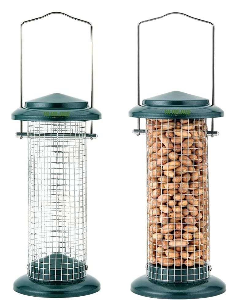2 x 10170 Deluxe Heritage Wild Bird Hanging Nut Feeders Peanut Feeder Garden Feeding Metal 10"
