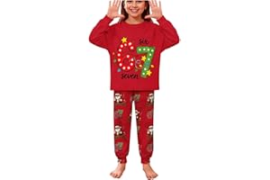 Boy's Girl's 67 Meme Christmas 2 Piece 6 7 Xmas Lounge Set Funny 67 Long Sleeve Top and Pants Holiday Outfit for Kids